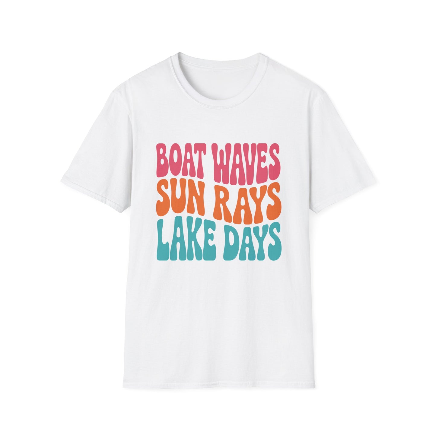 Boat Waves Sun Rays Lake Days T-Shirt — Retro Summer Lake Life Tee