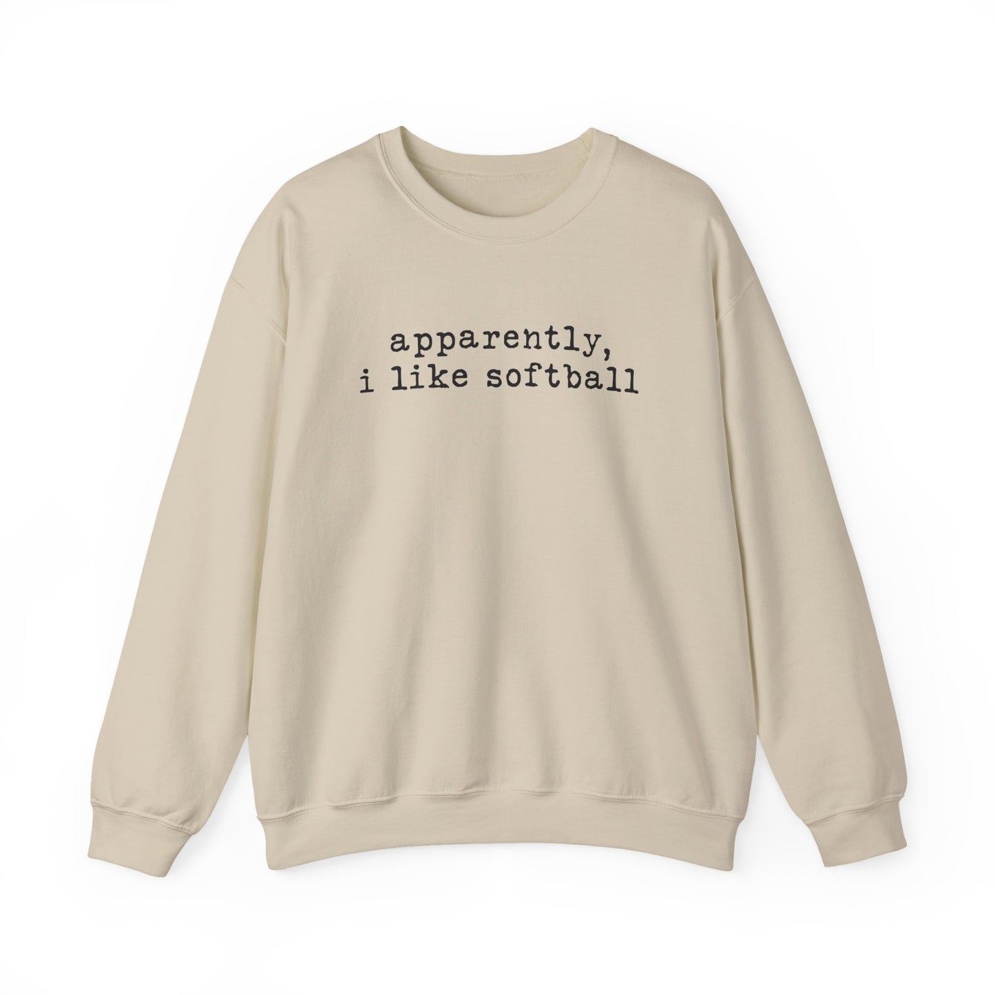 Softball Crewneck Sweatshirt — "apparently, i like softball" Minimalist Tee