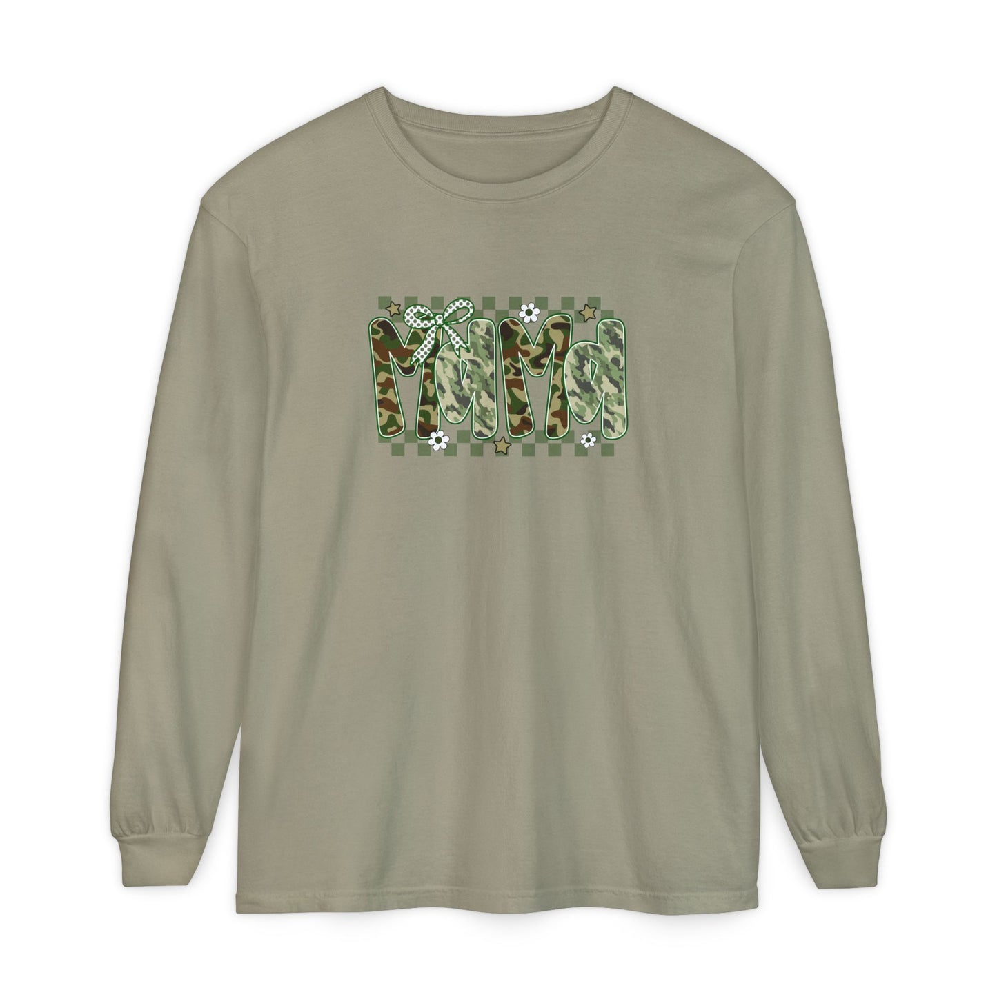 Camouflage Vibes Long Sleeve Tee — Mama Checkerboard Graphic