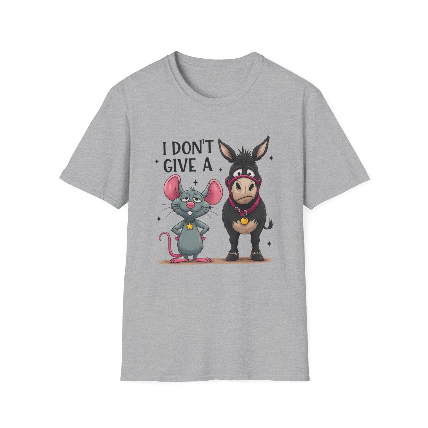 I Don't Give A — Cute Mouse & Donkey Graphic T-Shirt