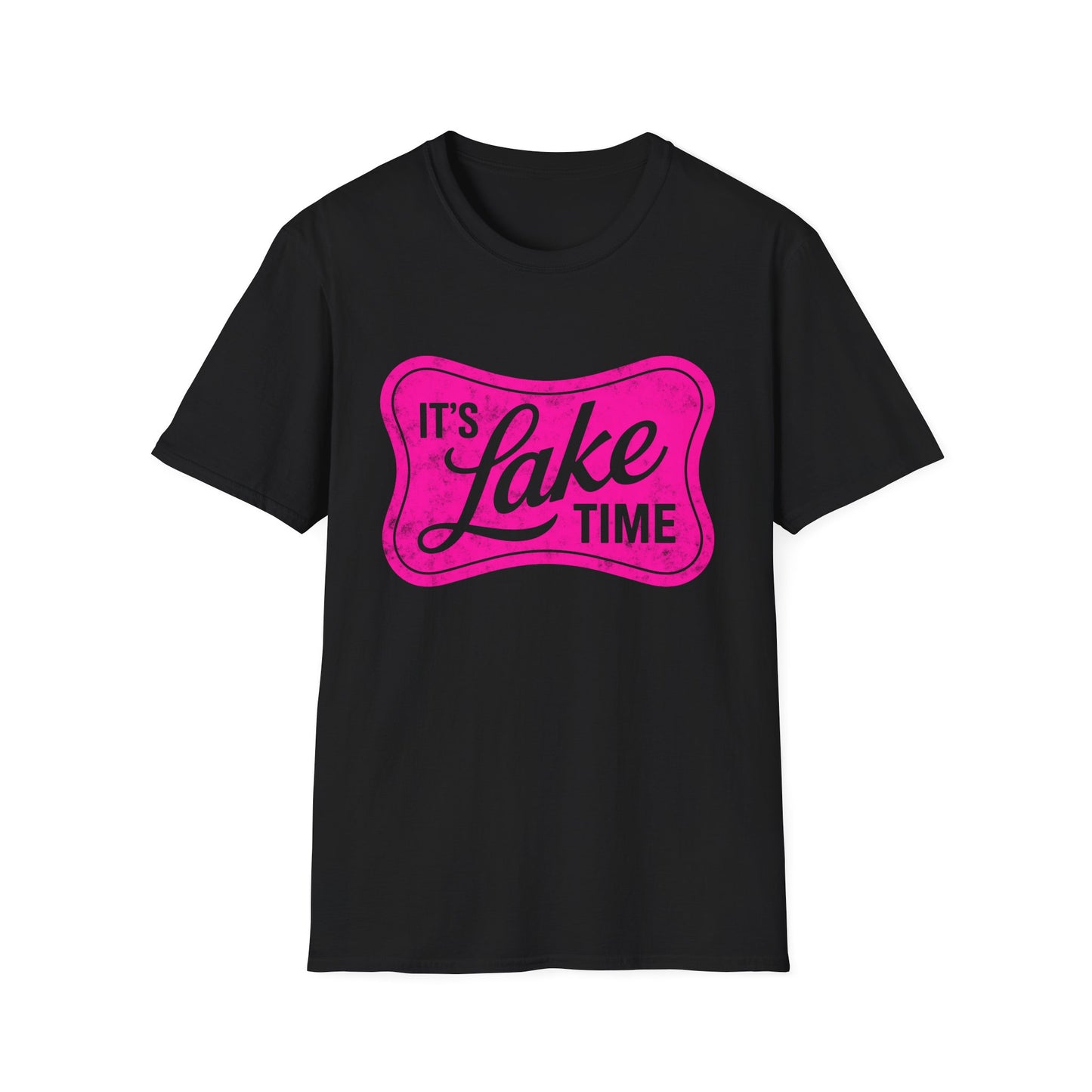 Lake Time T‑Shirt — "It's Lake Time" Retro Pink Graphic Tee