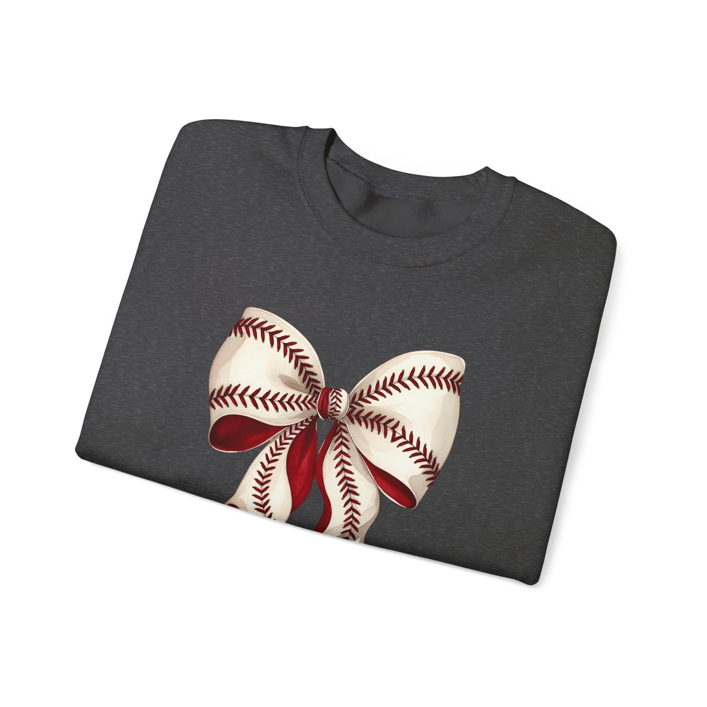Baseball Stitch Bow Sweatshirt — Cute Sports Ribbon Crewneck
