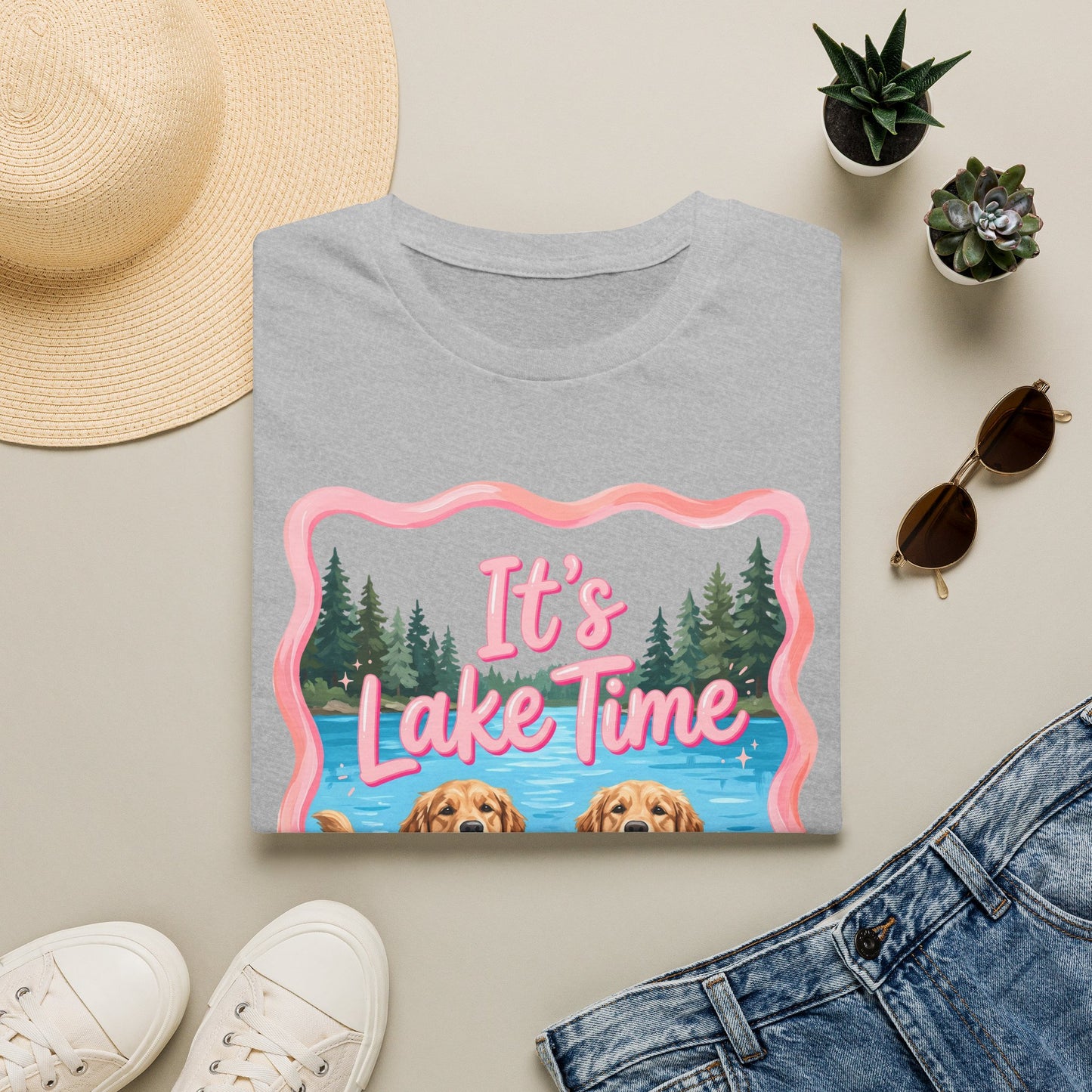 It's Lake Time T-Shirt — Cute Golden Retriever Lake Vibes Tee