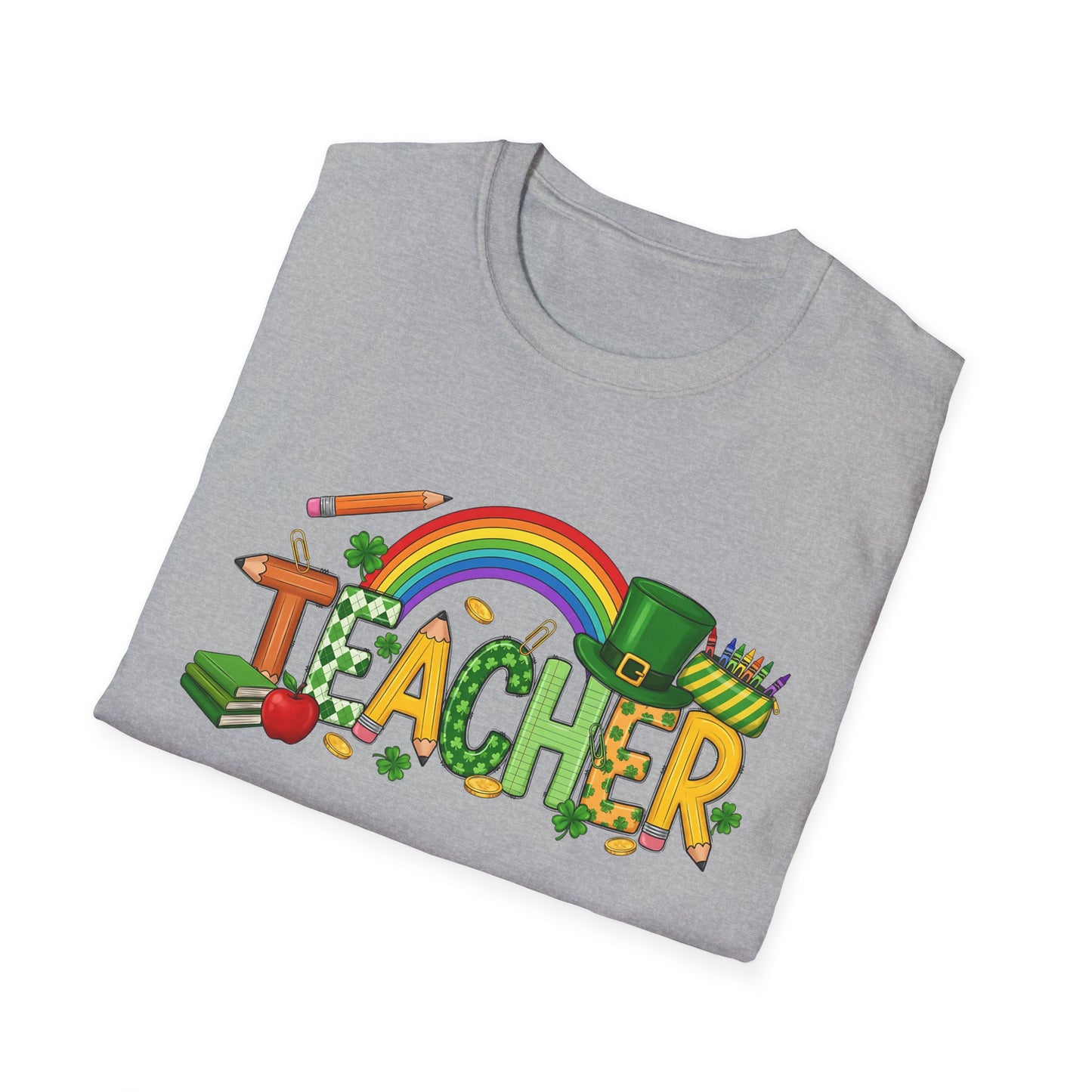 Teacher Rainbow St. Patrick's Day T-Shirt — 'Teacher' School Pride Tee