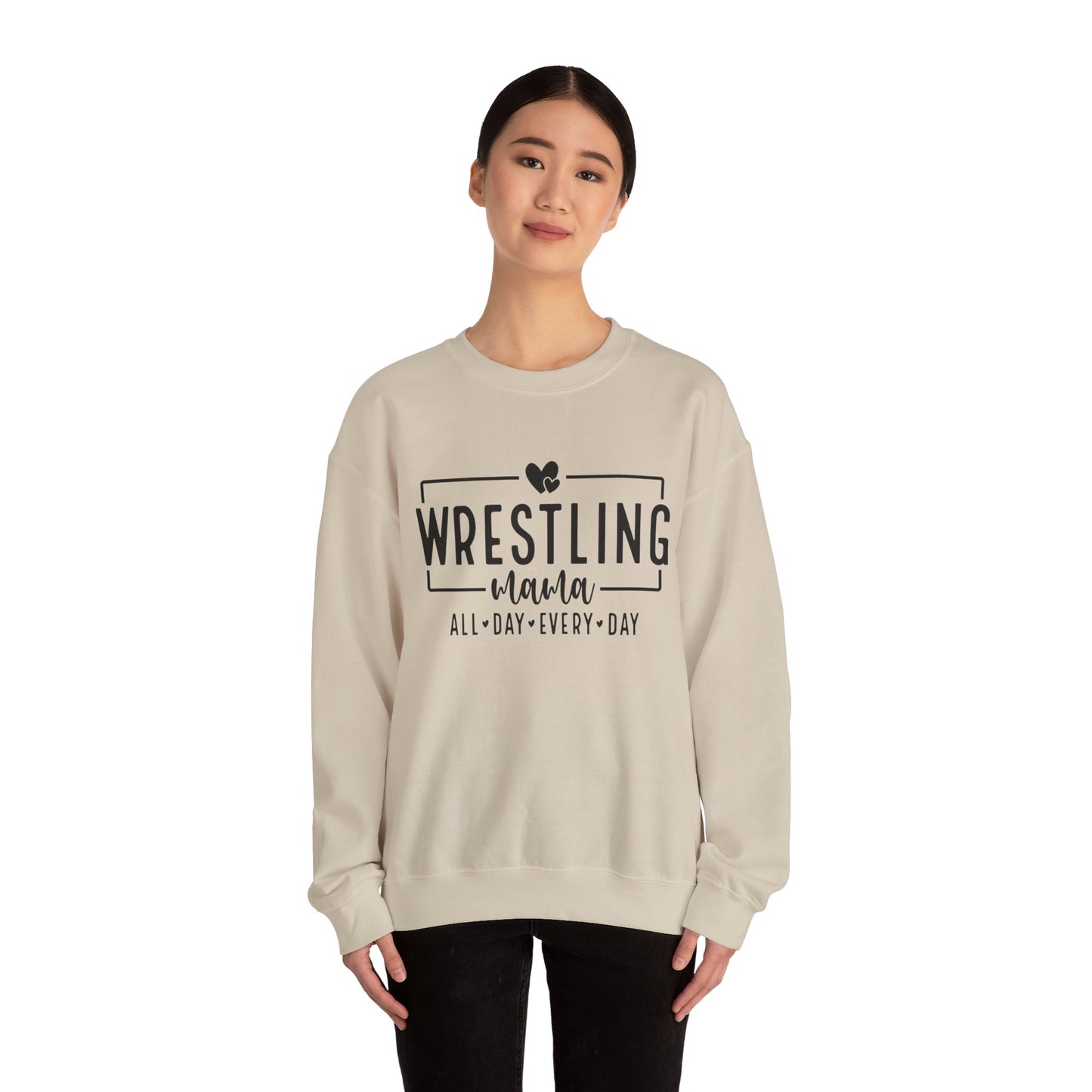 Wrestling Mama Sweatshirt — “Wrestling Mama All Day Every Day” Cozy Crewneck