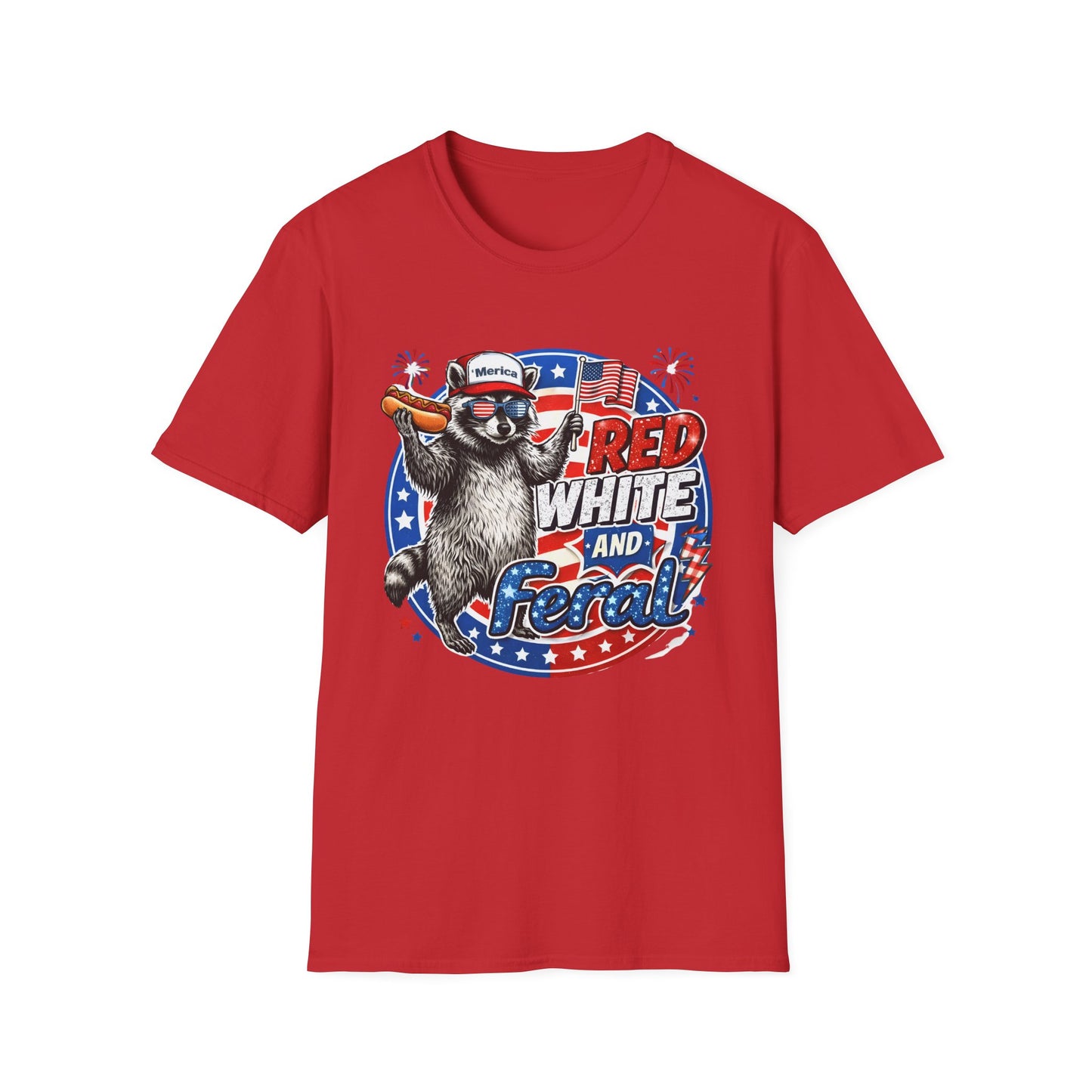 Patriotic Raccoon 'Red, White and Proud' T-Shirt