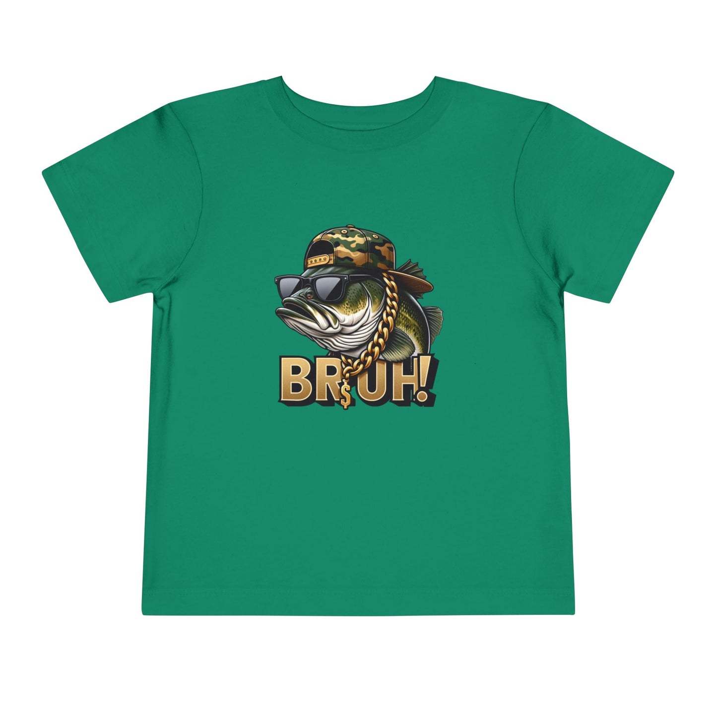 Bruh Fish Toddler Tee - Cool Camo Bass Graphic Shirt