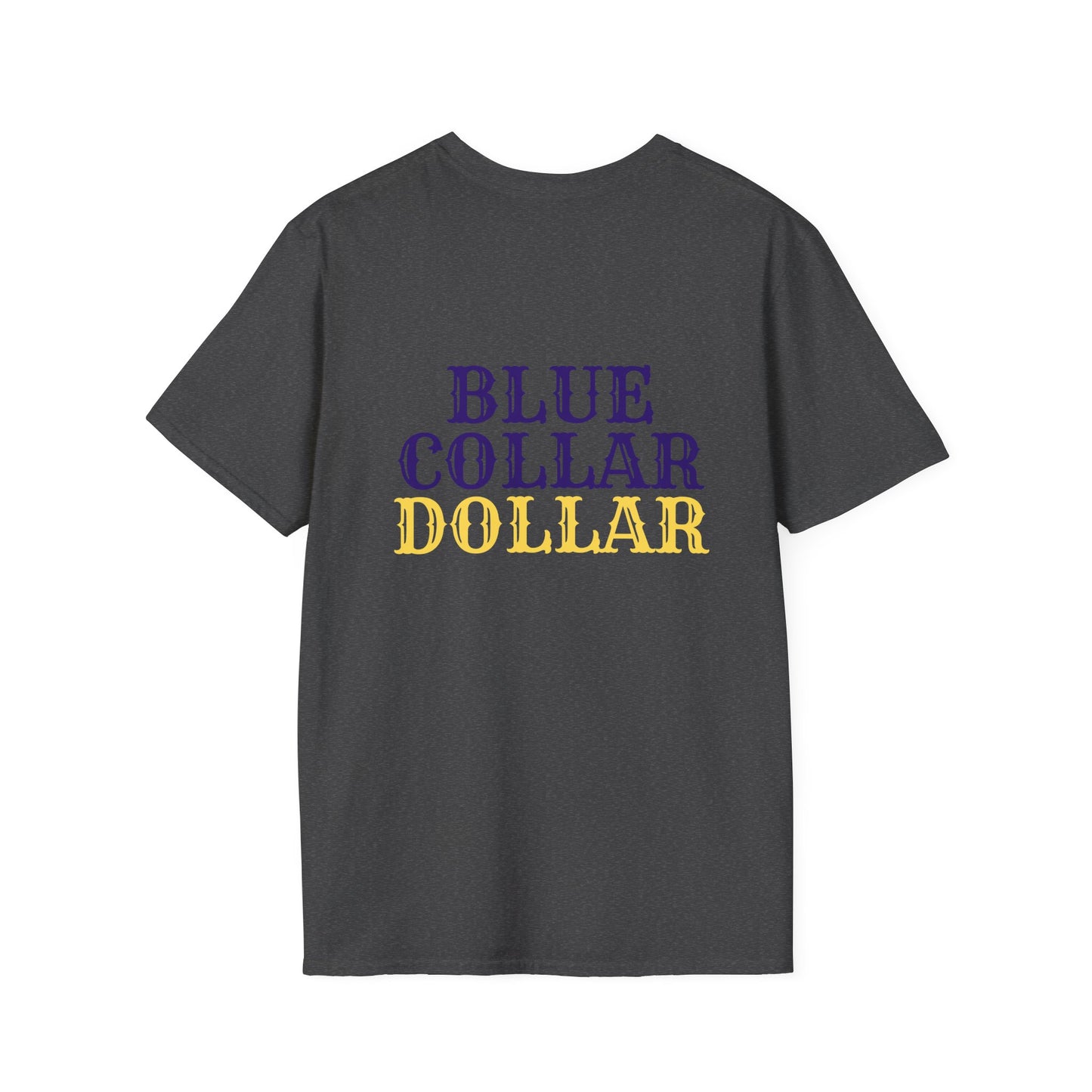 Blue Collar Dollar T‑Shirt — 'BC' Chest Logo & Bold Back Graphic