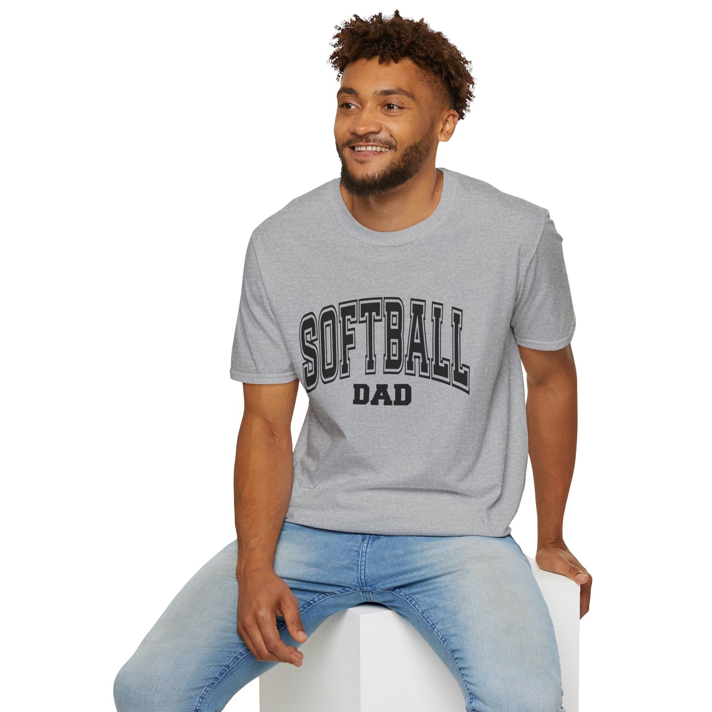 Softball Dad T-Shirt — Classic Varsity Baseball Style Tee for Proud Parents
