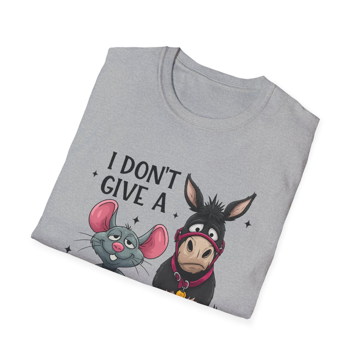 I Don't Give A — Cute Mouse & Donkey Graphic T-Shirt