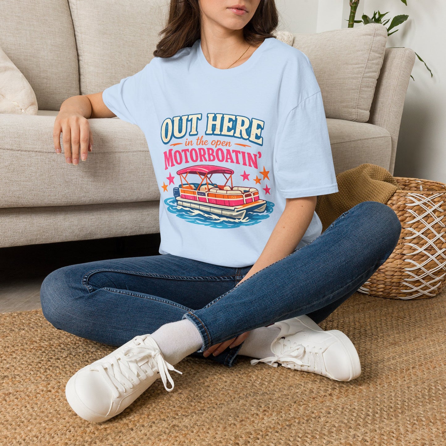 Motorboatin' T-Shirt — "Out Here in the Open" Retro Boat Graphic