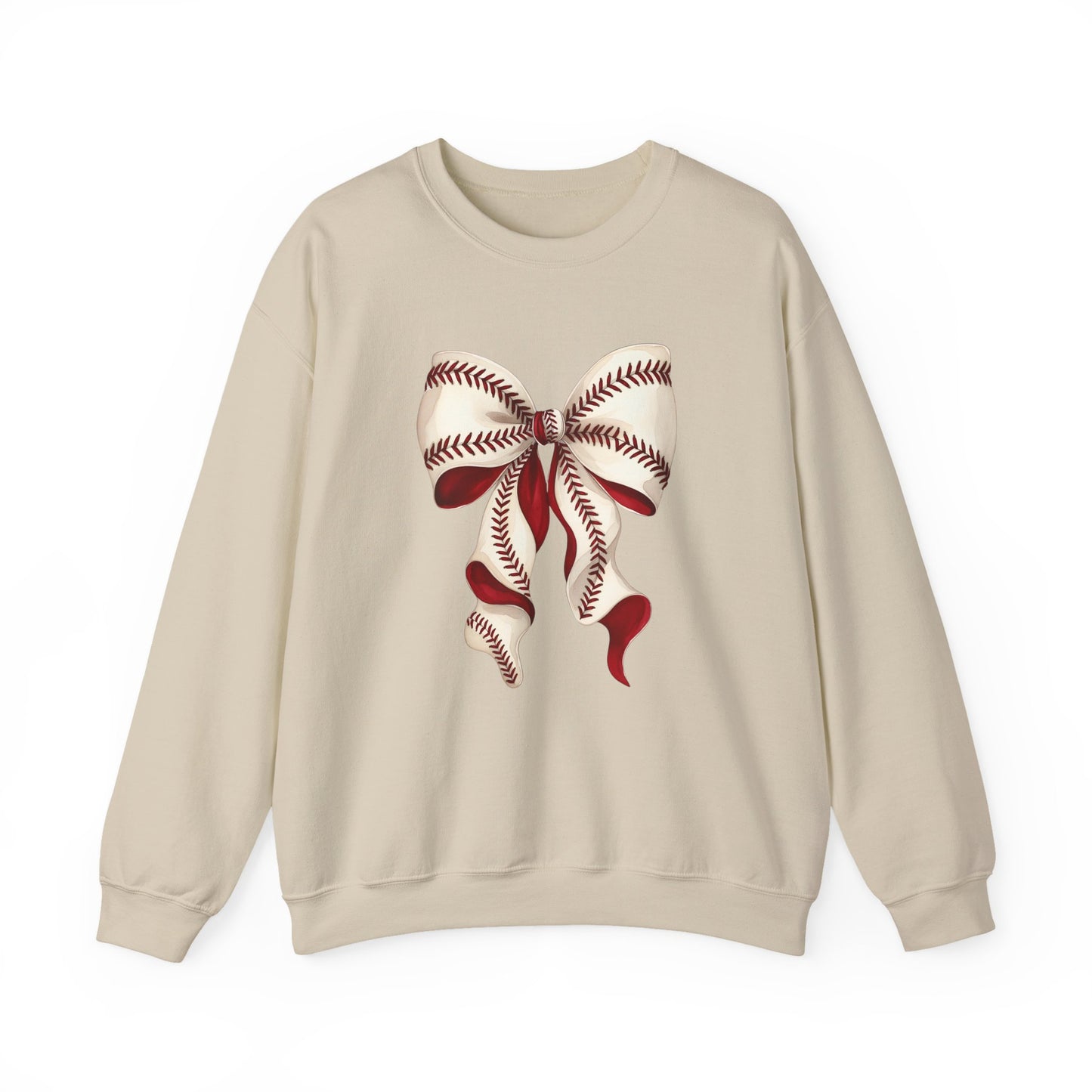 Baseball Stitch Bow Sweatshirt — Cute Sports Ribbon Crewneck