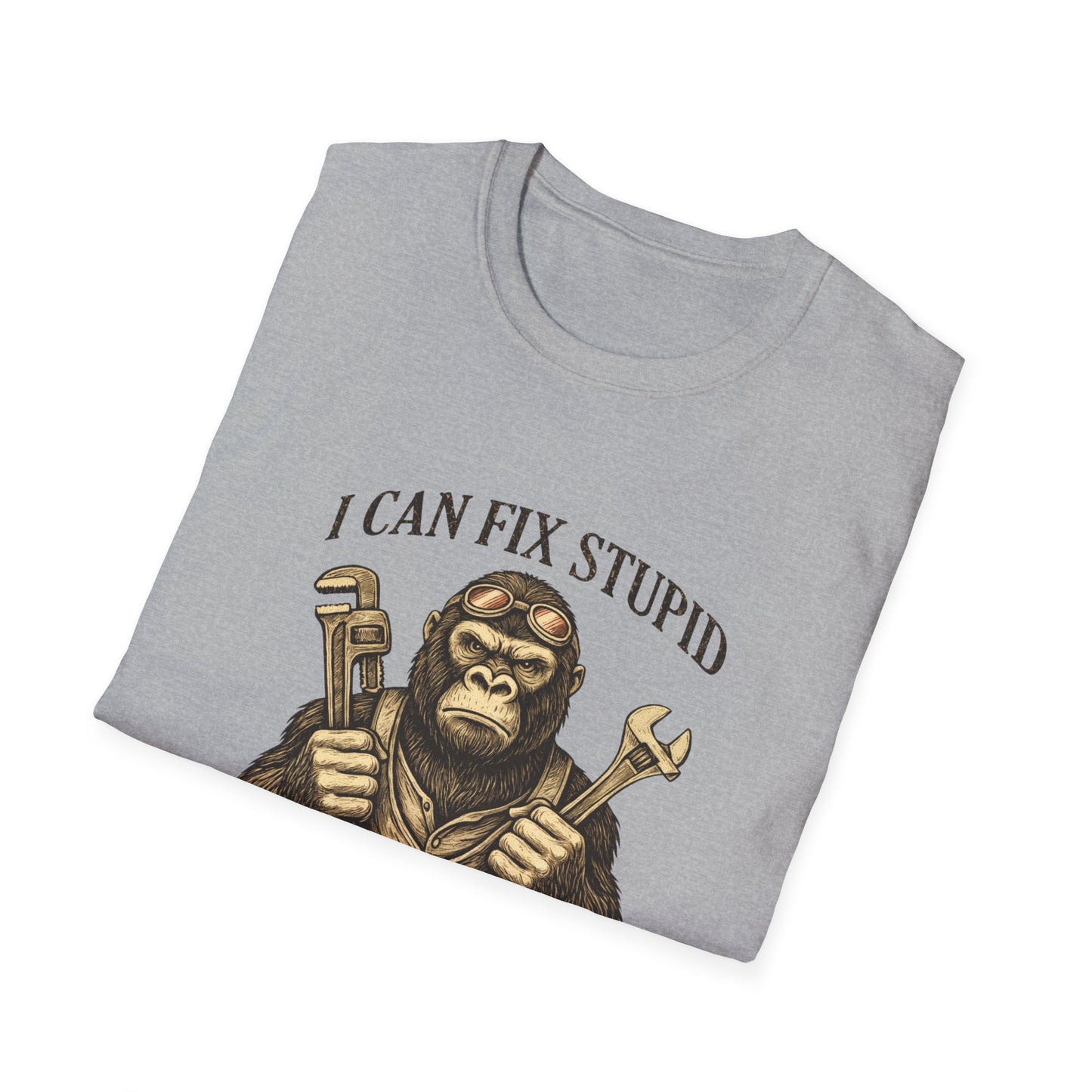 I Can Fix Stupid Monkey Mechanic T-Shirt — 'But It's Gonna Hurt' Humor Tee