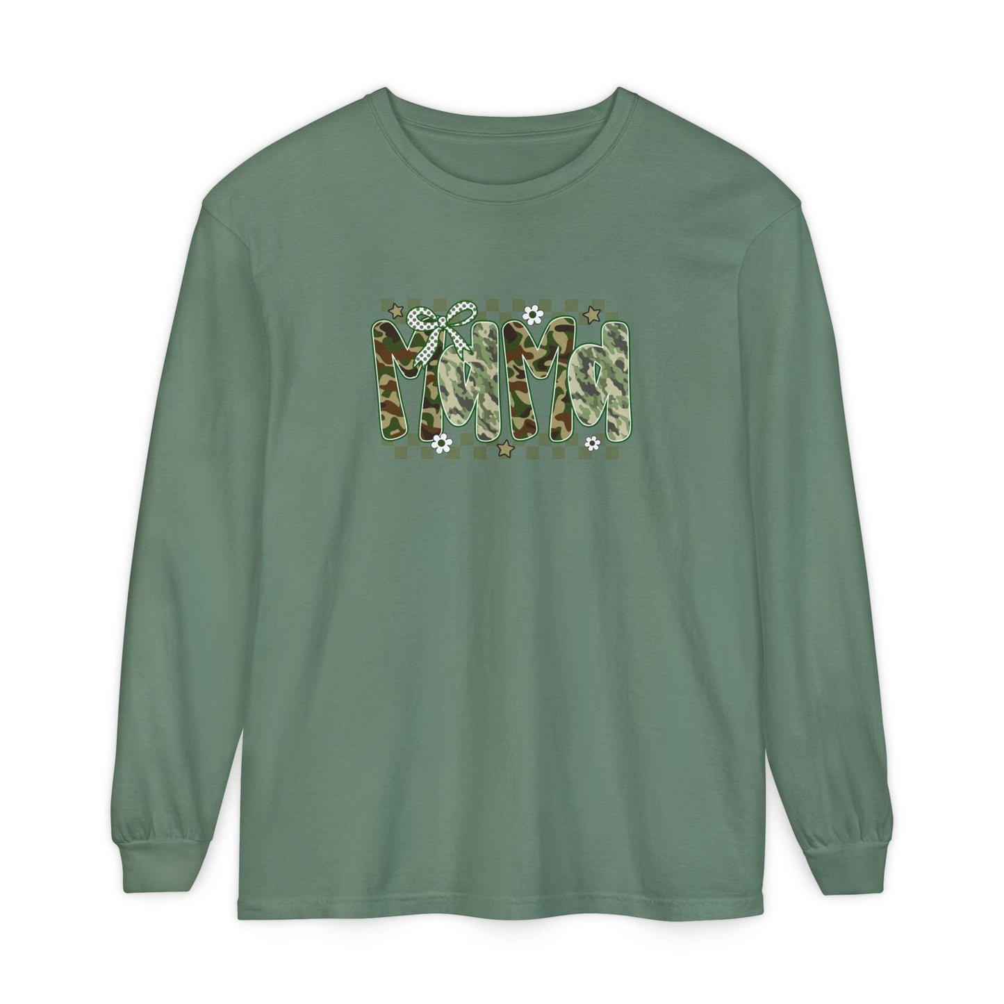 Camouflage Vibes Long Sleeve Tee — Mama Checkerboard Graphic