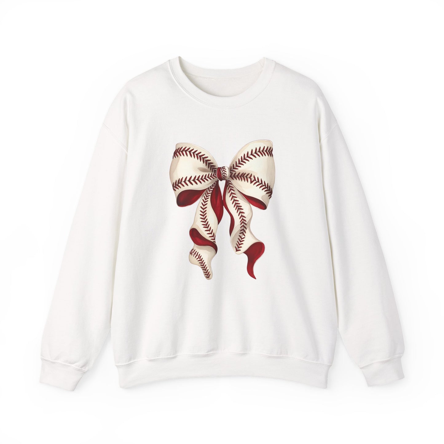 Baseball Stitch Bow Sweatshirt — Cute Sports Ribbon Crewneck