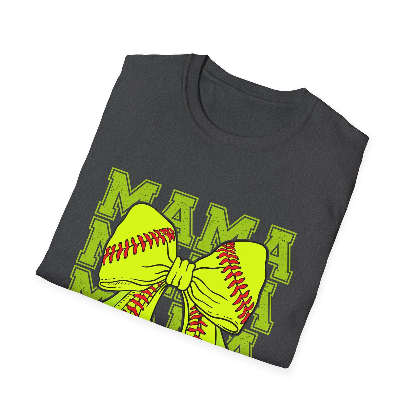 Softball Mama T-Shirt – Neon Bow & 'MAMA' Graphic