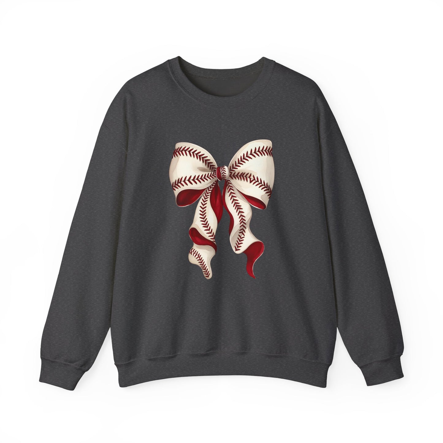 Baseball Stitch Bow Sweatshirt — Cute Sports Ribbon Crewneck
