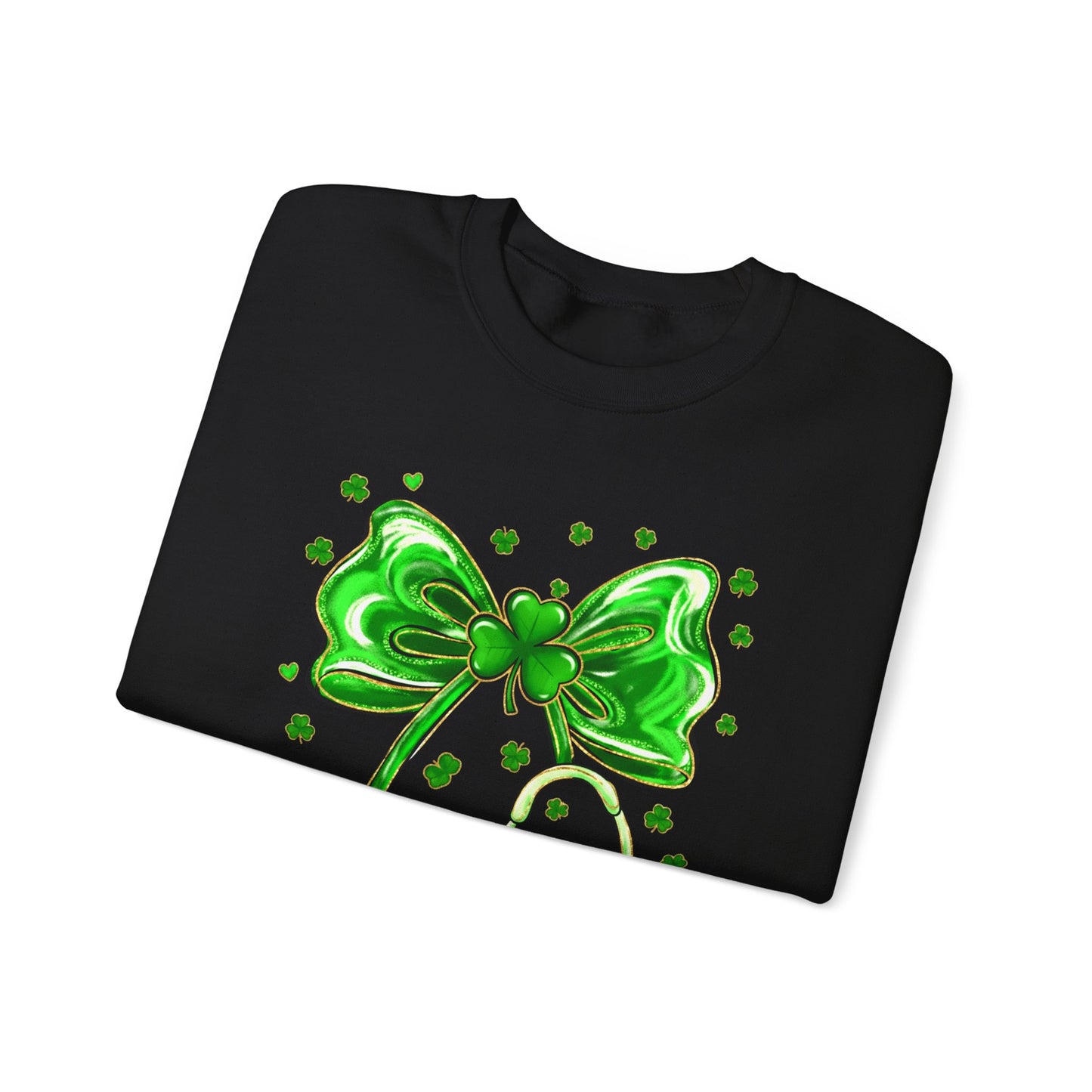 St. Patrick's Green Shamrock Bow Sweatshirt