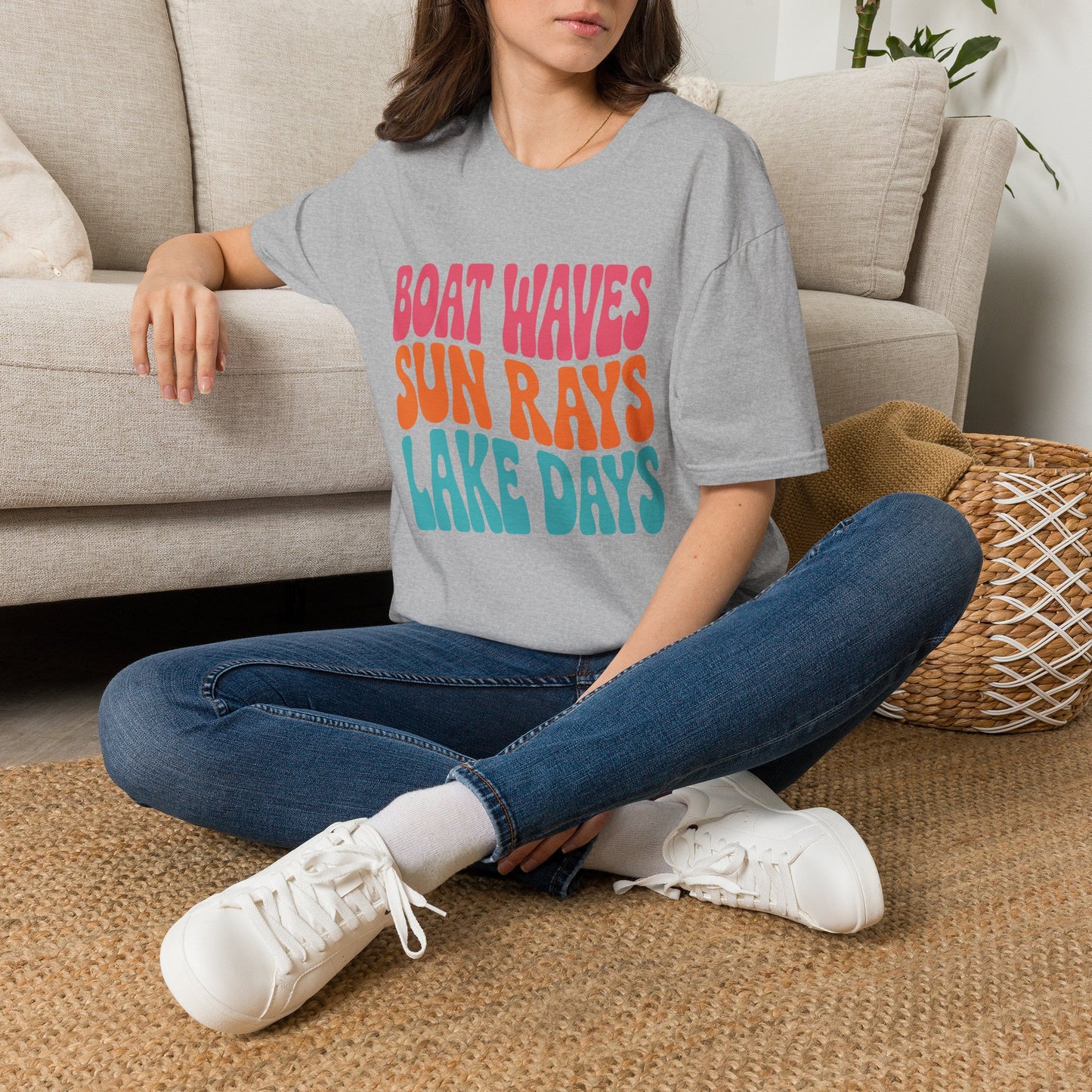 Boat Waves Sun Rays Lake Days T-Shirt — Retro Summer Lake Life Tee