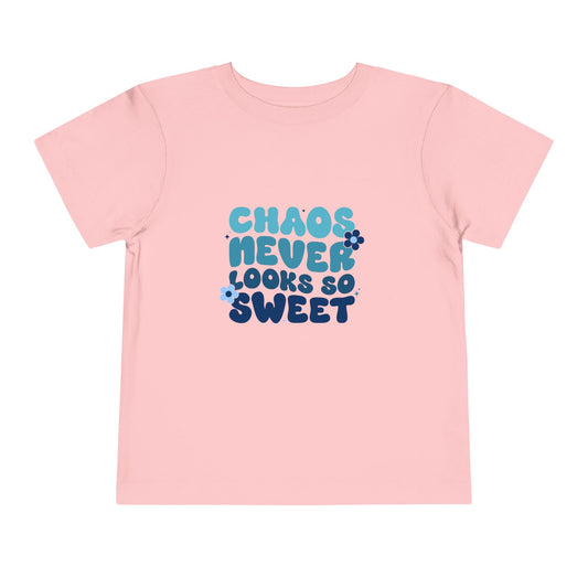 Toddler Tee — "Chaos Never Looks So Sweet" Retro Flower Graphic