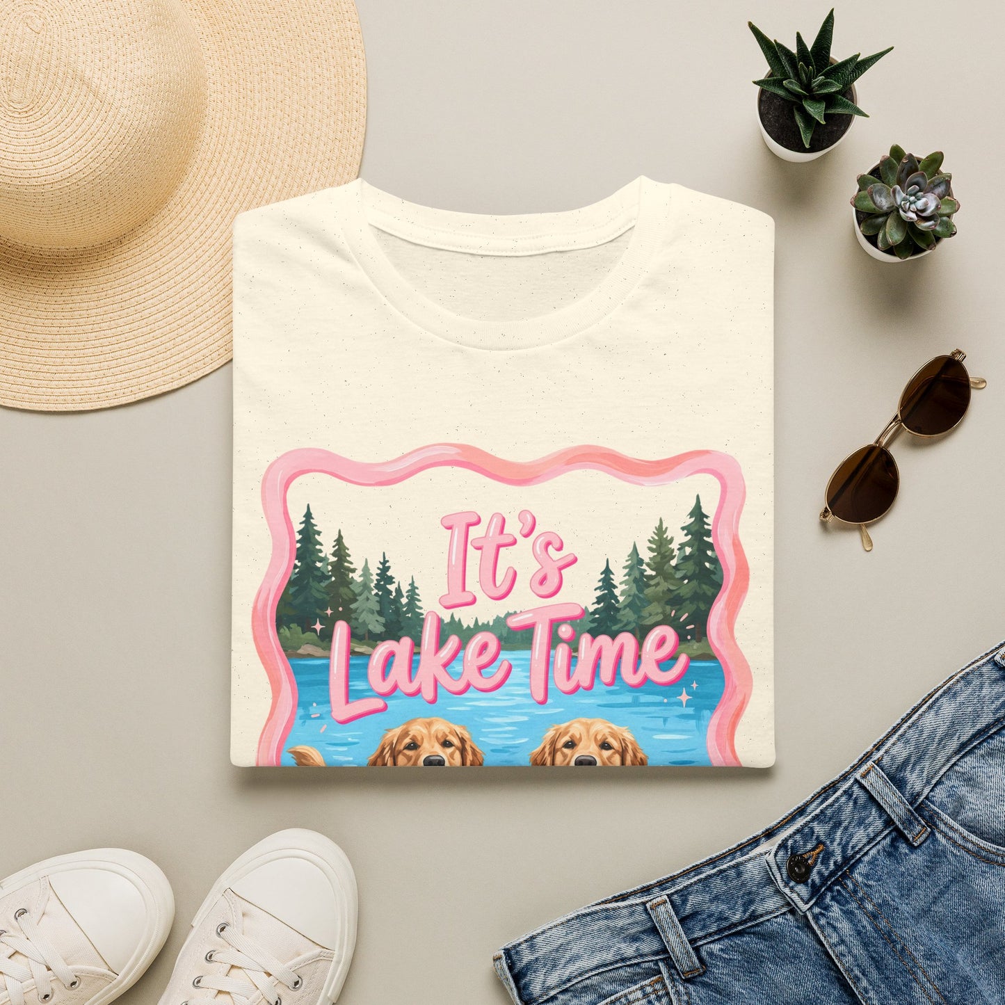 It's Lake Time T-Shirt — Cute Golden Retriever Lake Vibes Tee