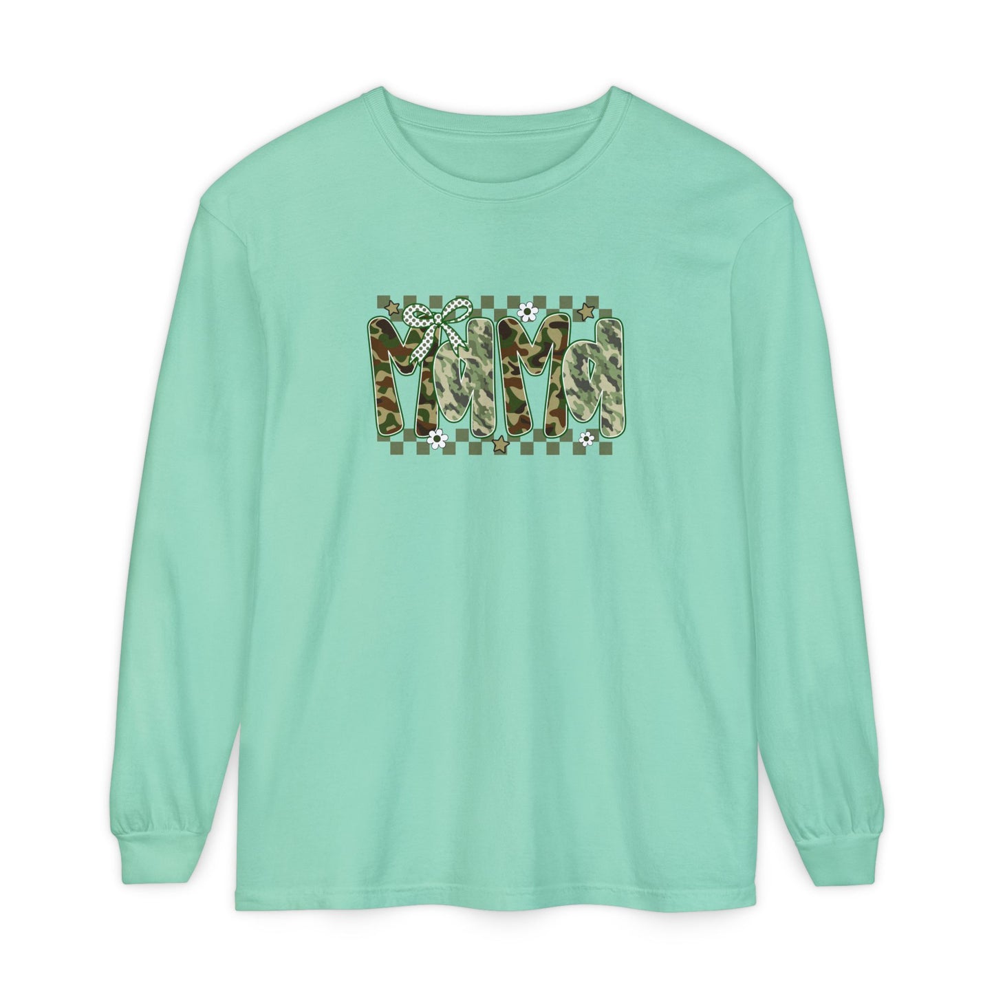 Camouflage Vibes Long Sleeve Tee — Mama Checkerboard Graphic