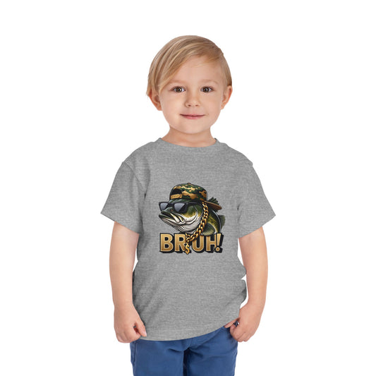 Bruh Fish Toddler Tee - Cool Camo Bass Graphic Shirt