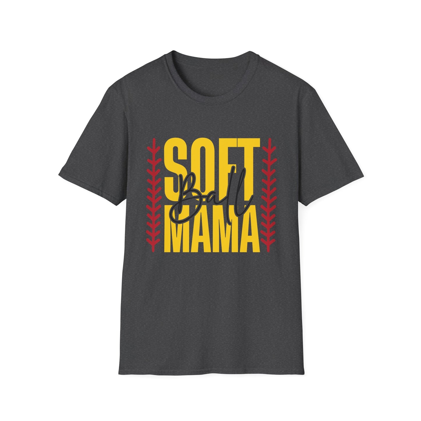Softball Mama T-Shirt — Vintage Yellow & Red Softball Mom Tee