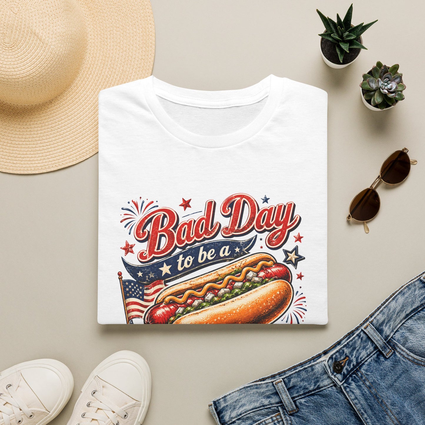 T-Shirt — “Bad Day to Be a Hot Dog” Patriotic Graphic Tee