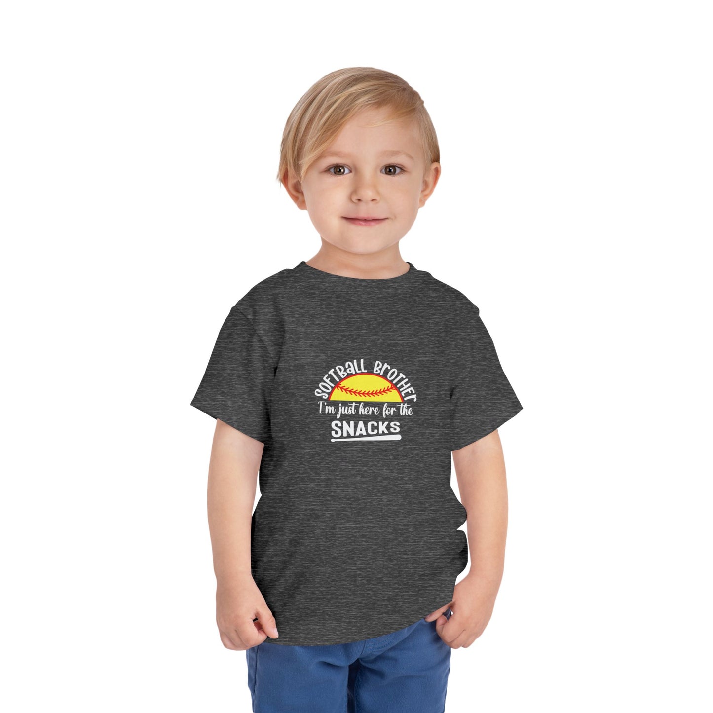 Toddler Tee – “Softball Brother I’m Just Here for the Snacks” Retro Sunset Kids Shirt