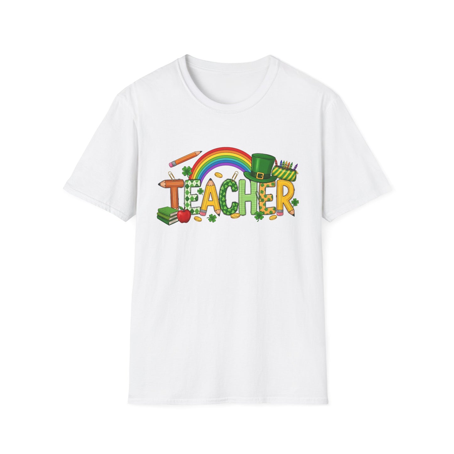 Teacher Rainbow St. Patrick's Day T-Shirt — 'Teacher' School Pride Tee