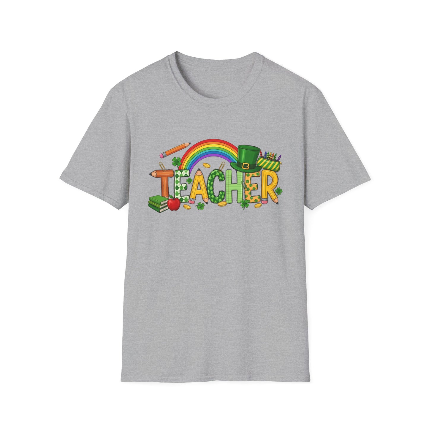 Teacher Rainbow St. Patrick's Day T-Shirt — 'Teacher' School Pride Tee