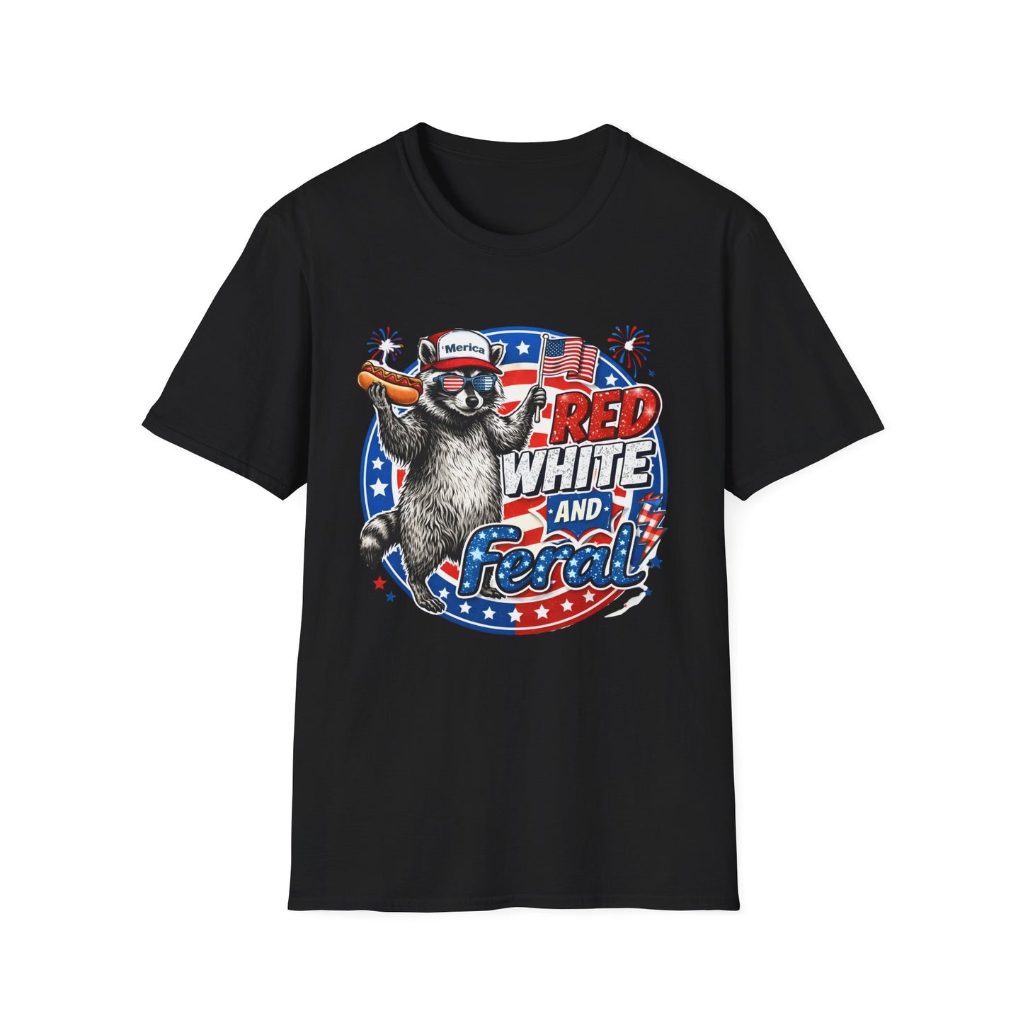 Patriotic Raccoon 'Red, White and Proud' T-Shirt