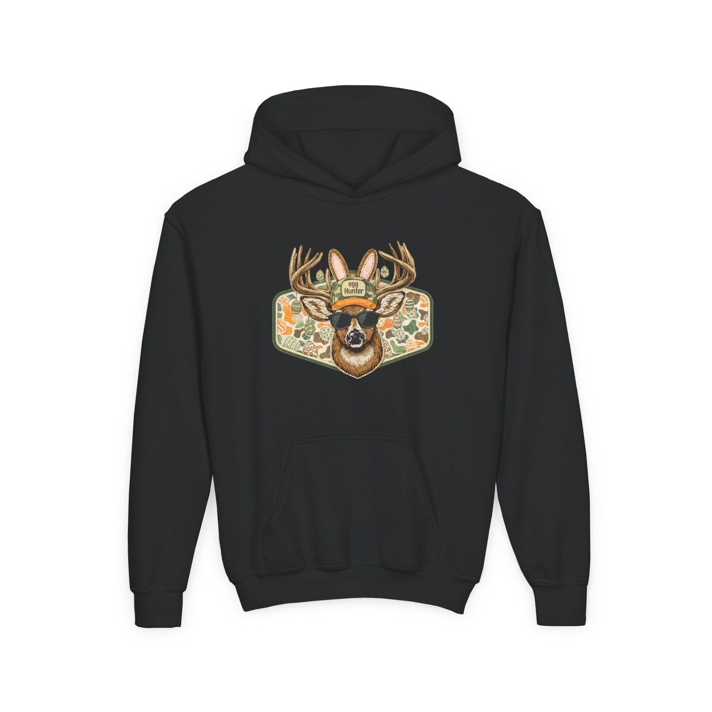Youth Deer Camo Hoodie — Cool Buck Graphic Hooded Sweatshirt for Kids