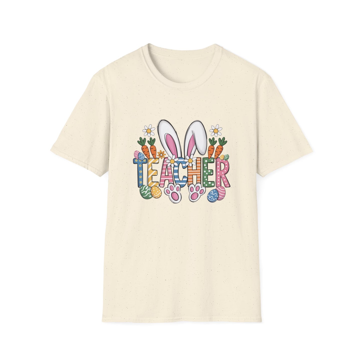 Easter Teacher T-Shirt — Cute Bunny Ears, Carrots & Painted Eggs Teacher Tee