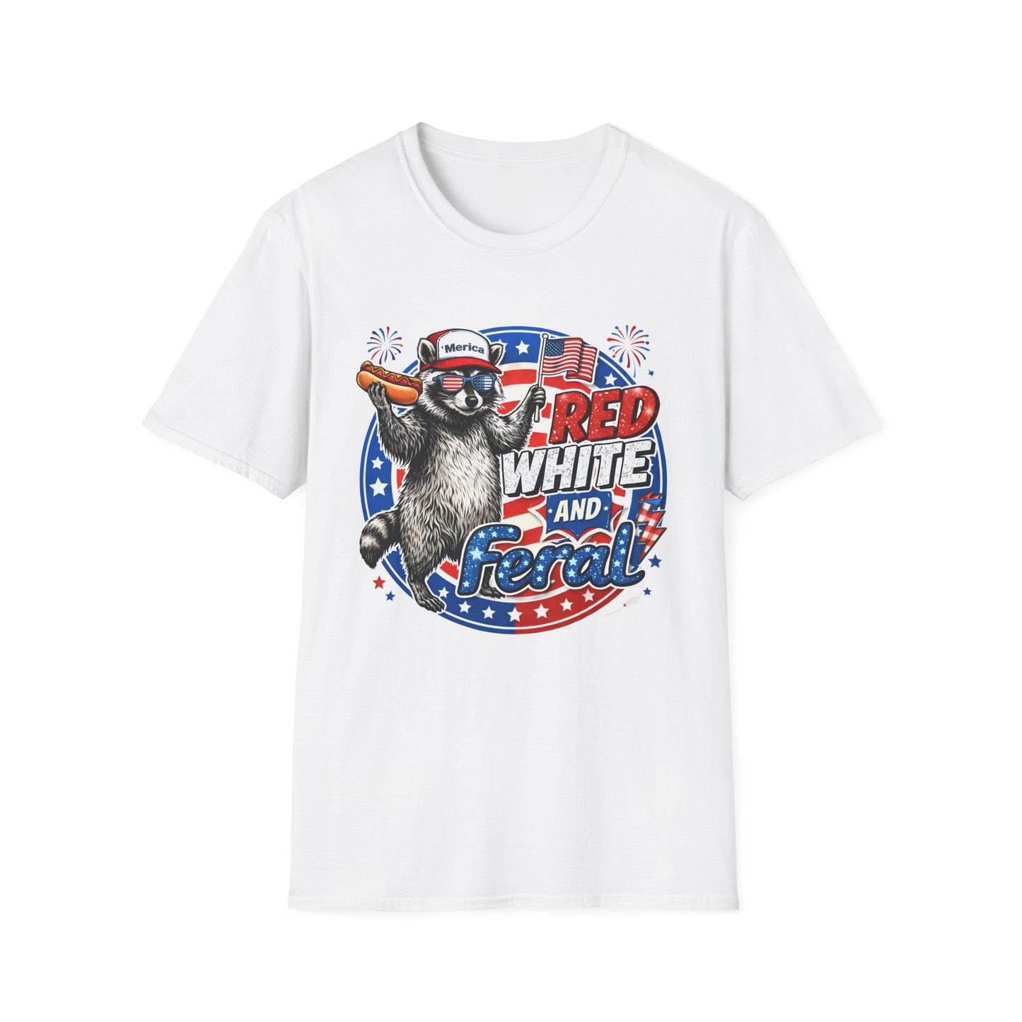 Patriotic Raccoon 'Red, White and Proud' T-Shirt