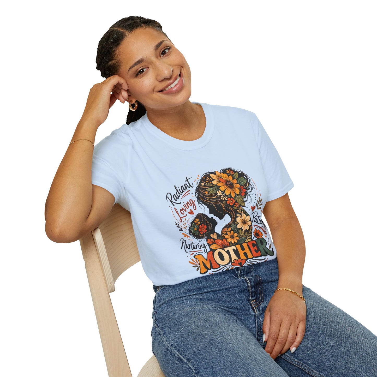 Mother Floral Silhouette T-Shirt — Radiant Loving Patient Design for Mom (Mother)