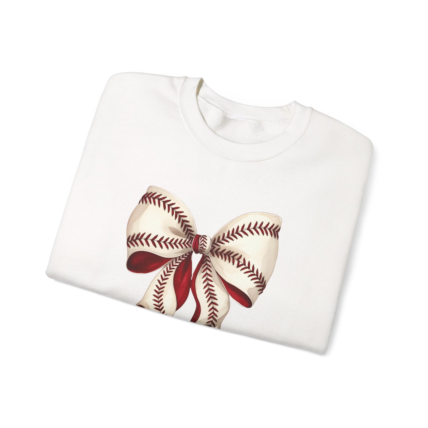 Baseball Stitch Bow Sweatshirt — Cute Sports Ribbon Crewneck