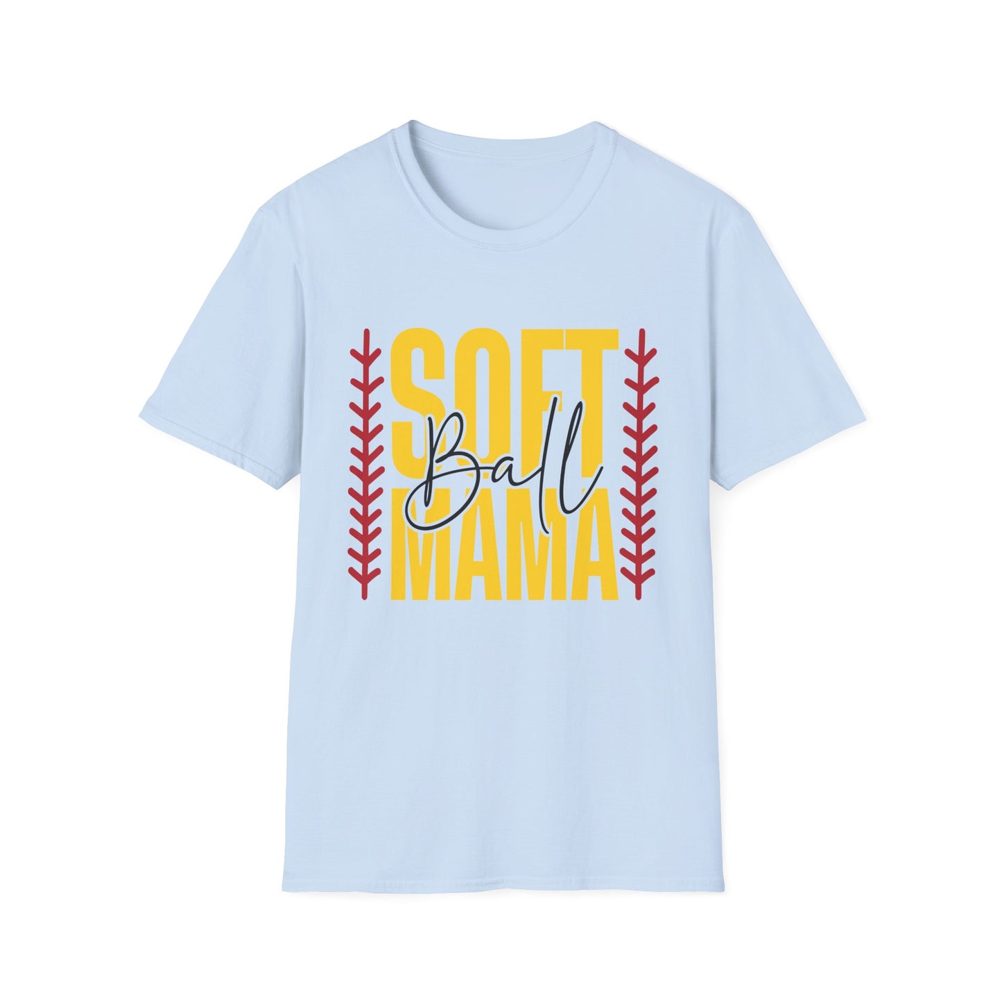 Softball Mama T-Shirt — Vintage Yellow & Red Softball Mom Tee