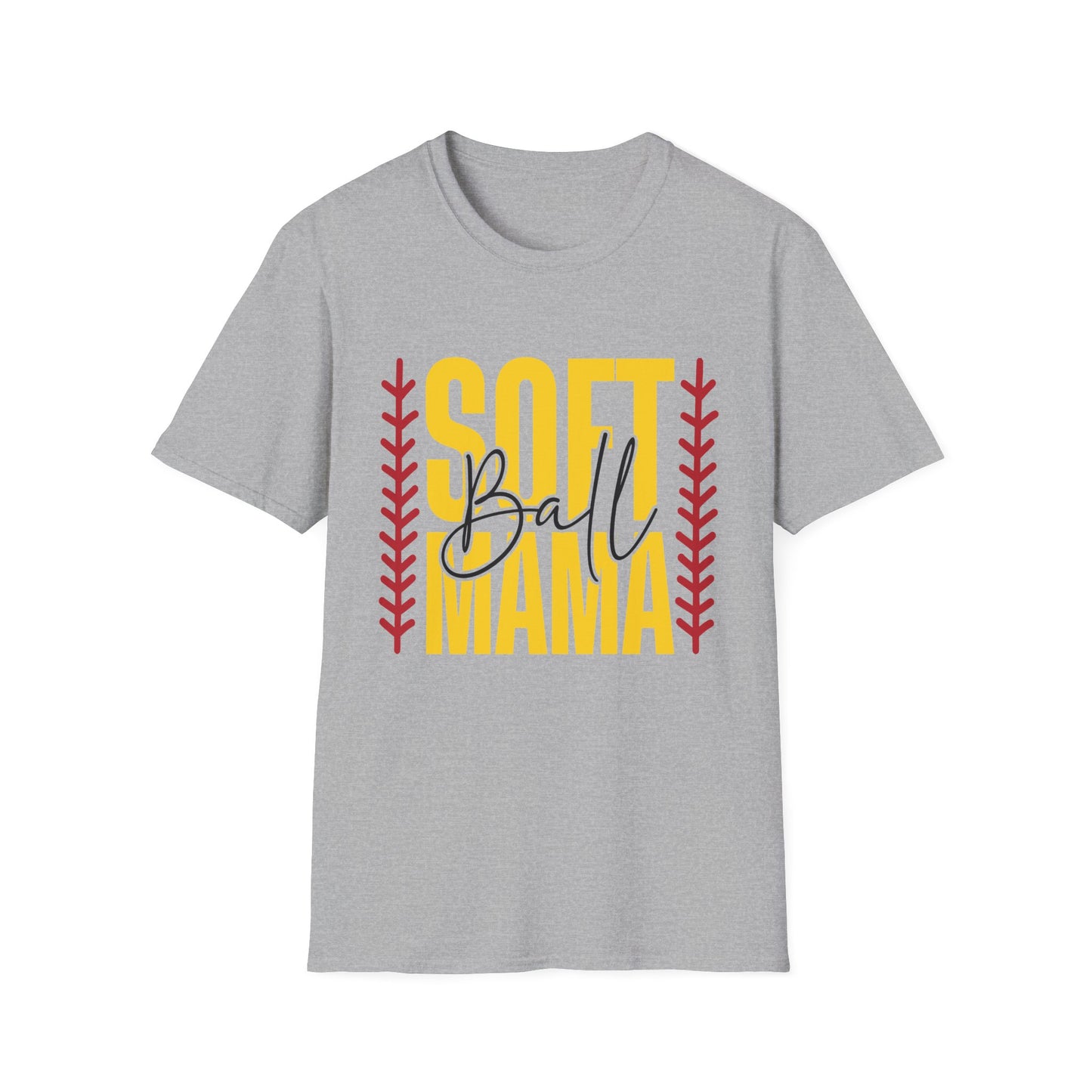 Softball Mama T-Shirt — Vintage Yellow & Red Softball Mom Tee