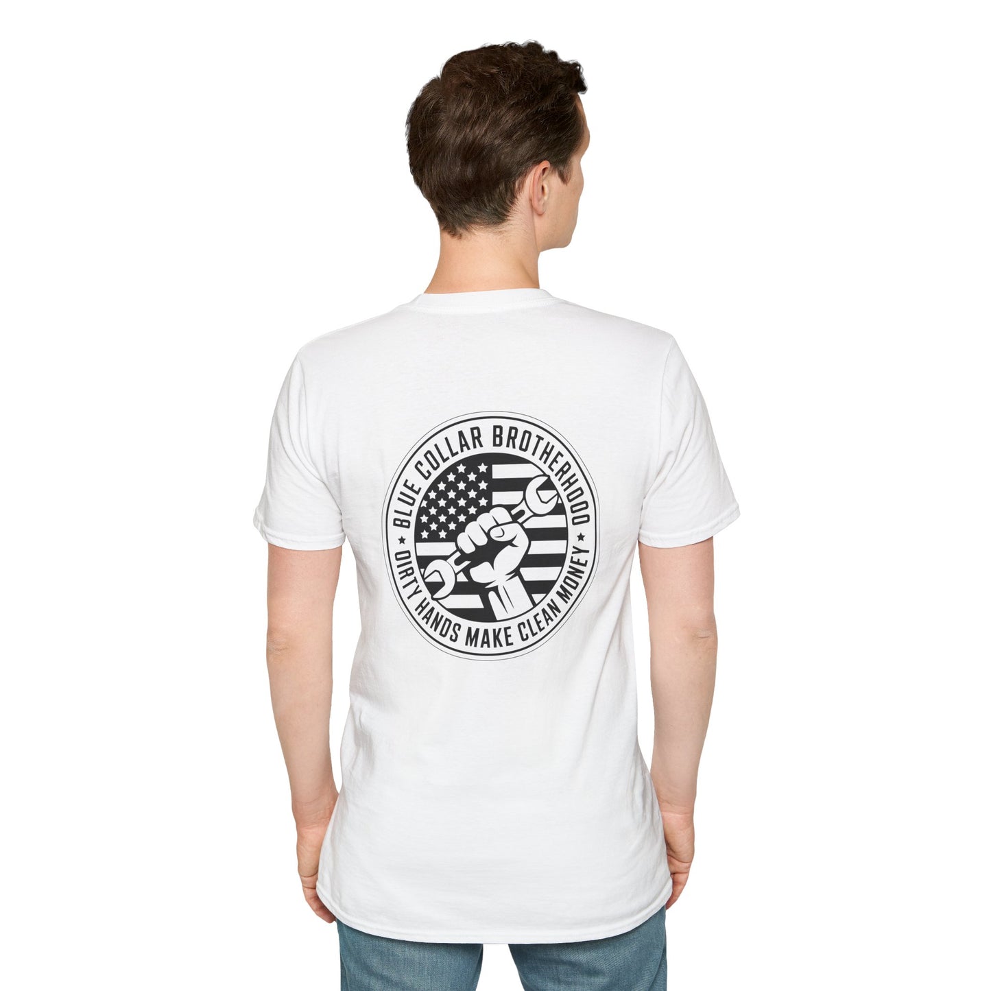T-Shirt — "Blue Collar Brotherhood — Only Hands Make Clean Money" Graphic Tee