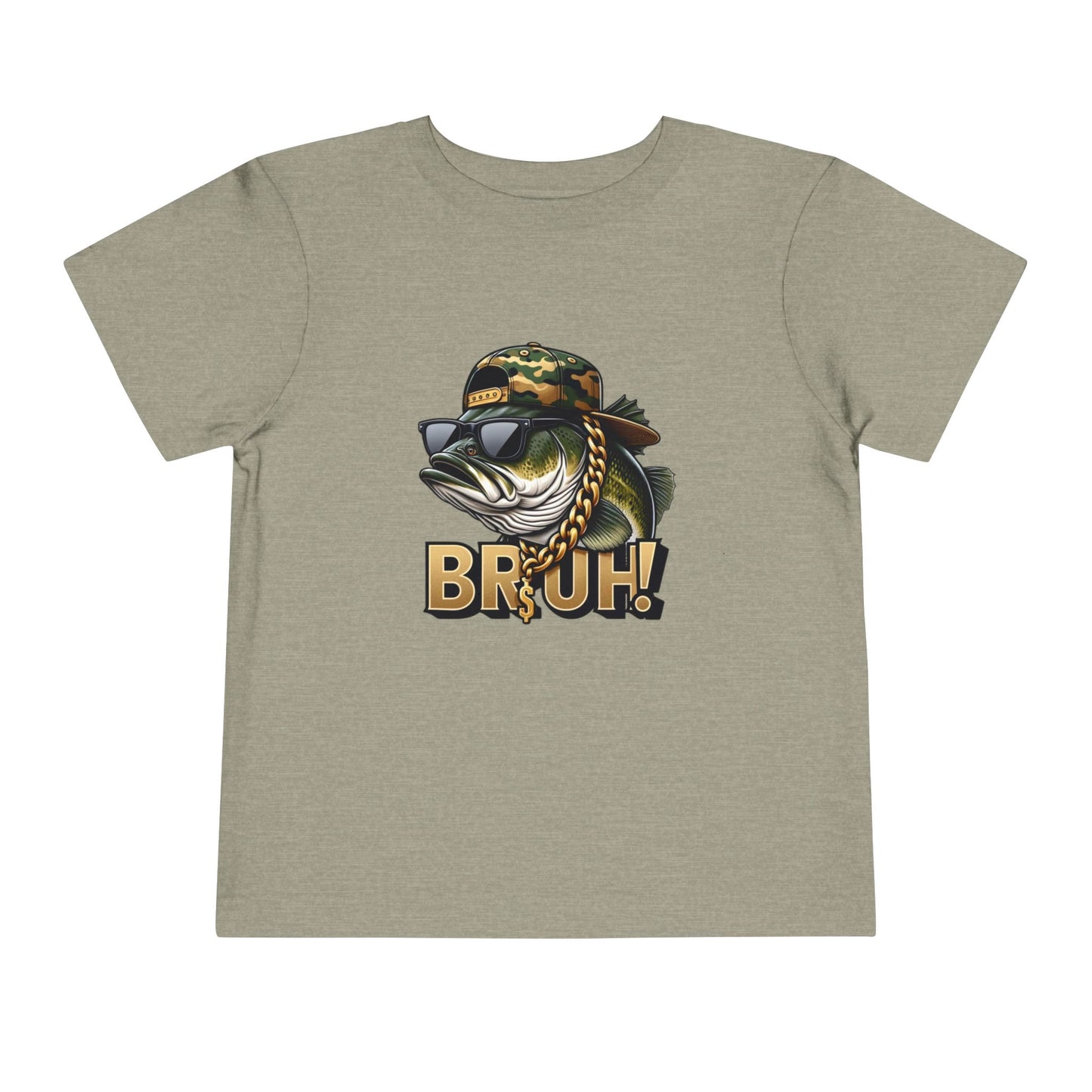 Bruh Fish Toddler Tee - Cool Camo Bass Graphic Shirt