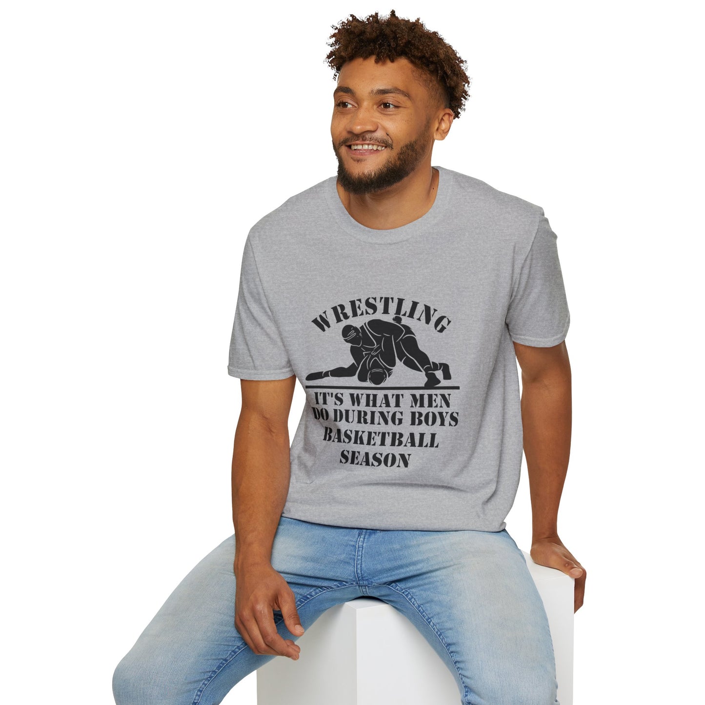 Wrestling Tee — “Wrestling: It’s What Men Do During Boys Basketball Season” Graphic T-Shirt