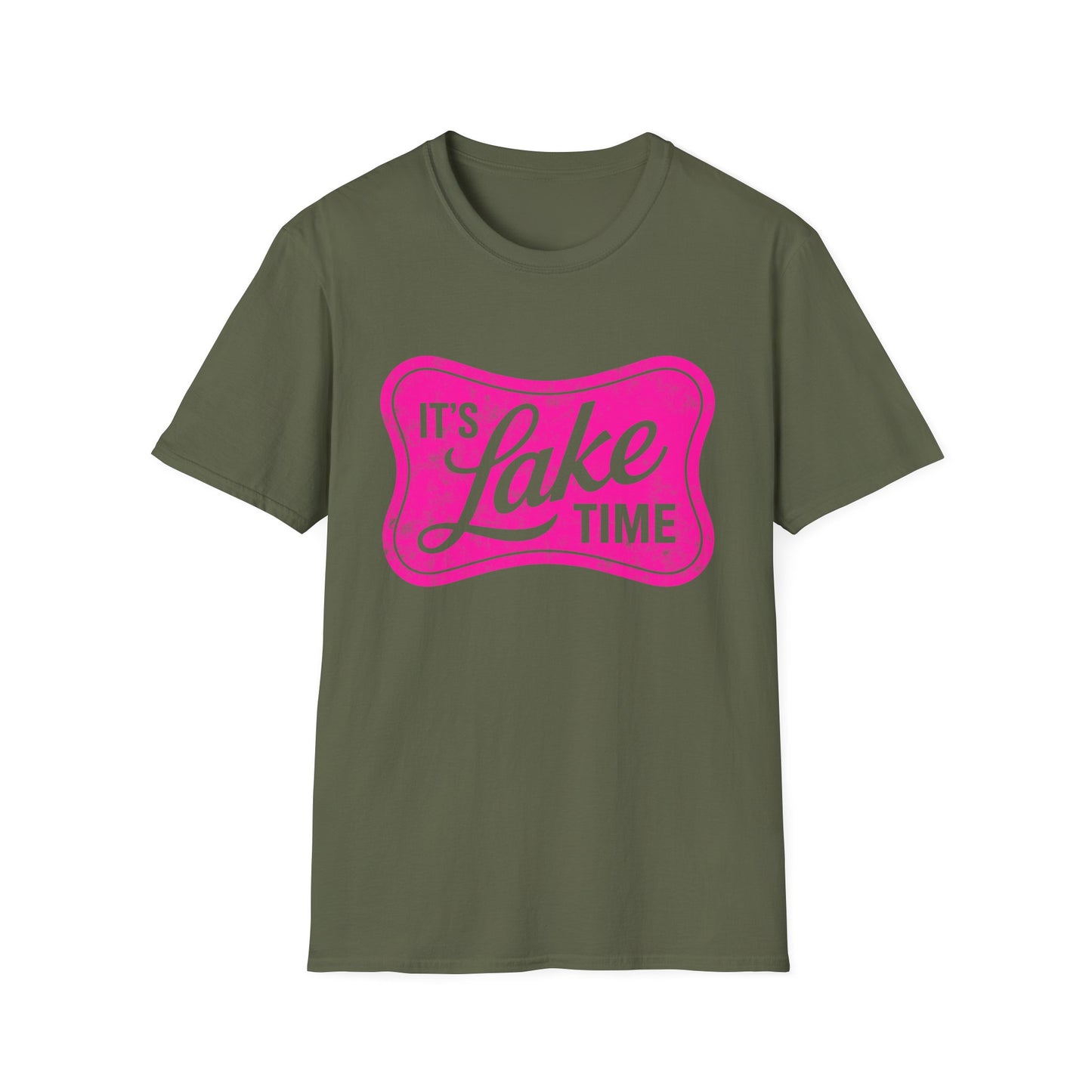 Lake Time T‑Shirt — "It's Lake Time" Retro Pink Graphic Tee
