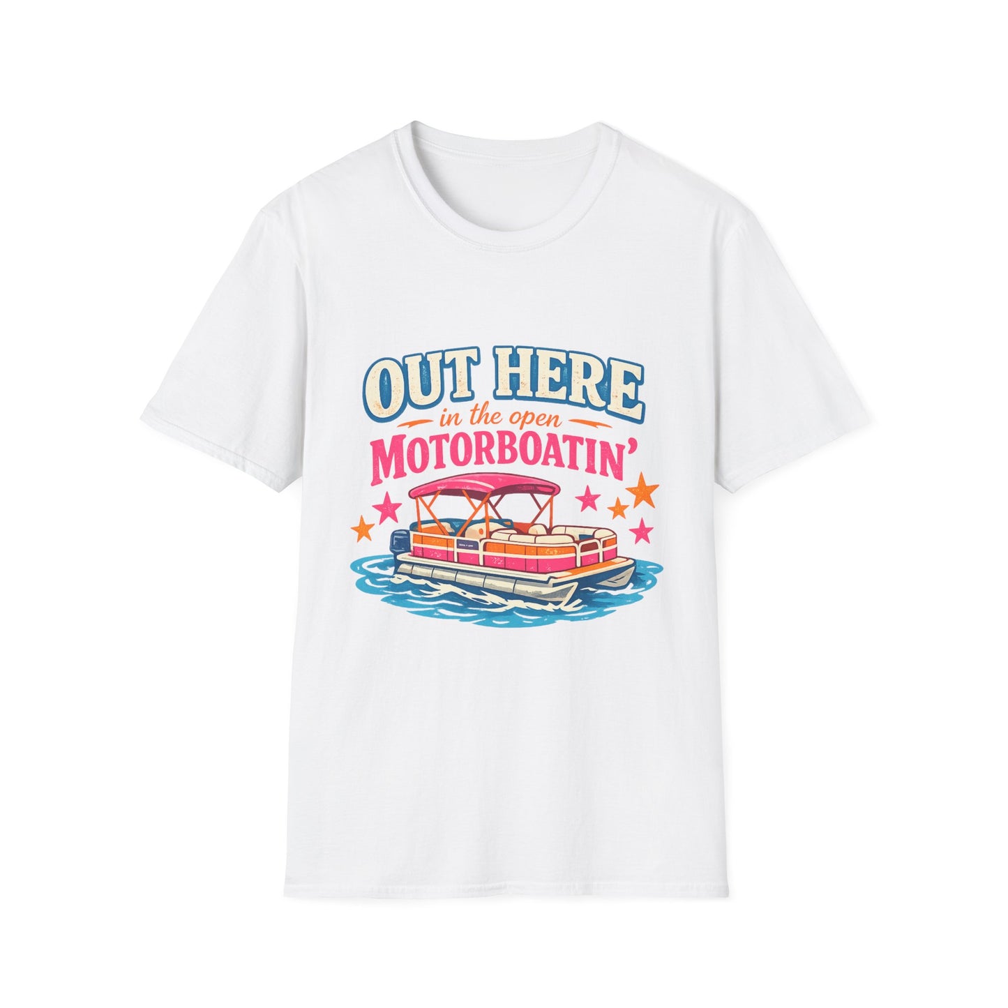 Motorboatin' T-Shirt — "Out Here in the Open" Retro Boat Graphic