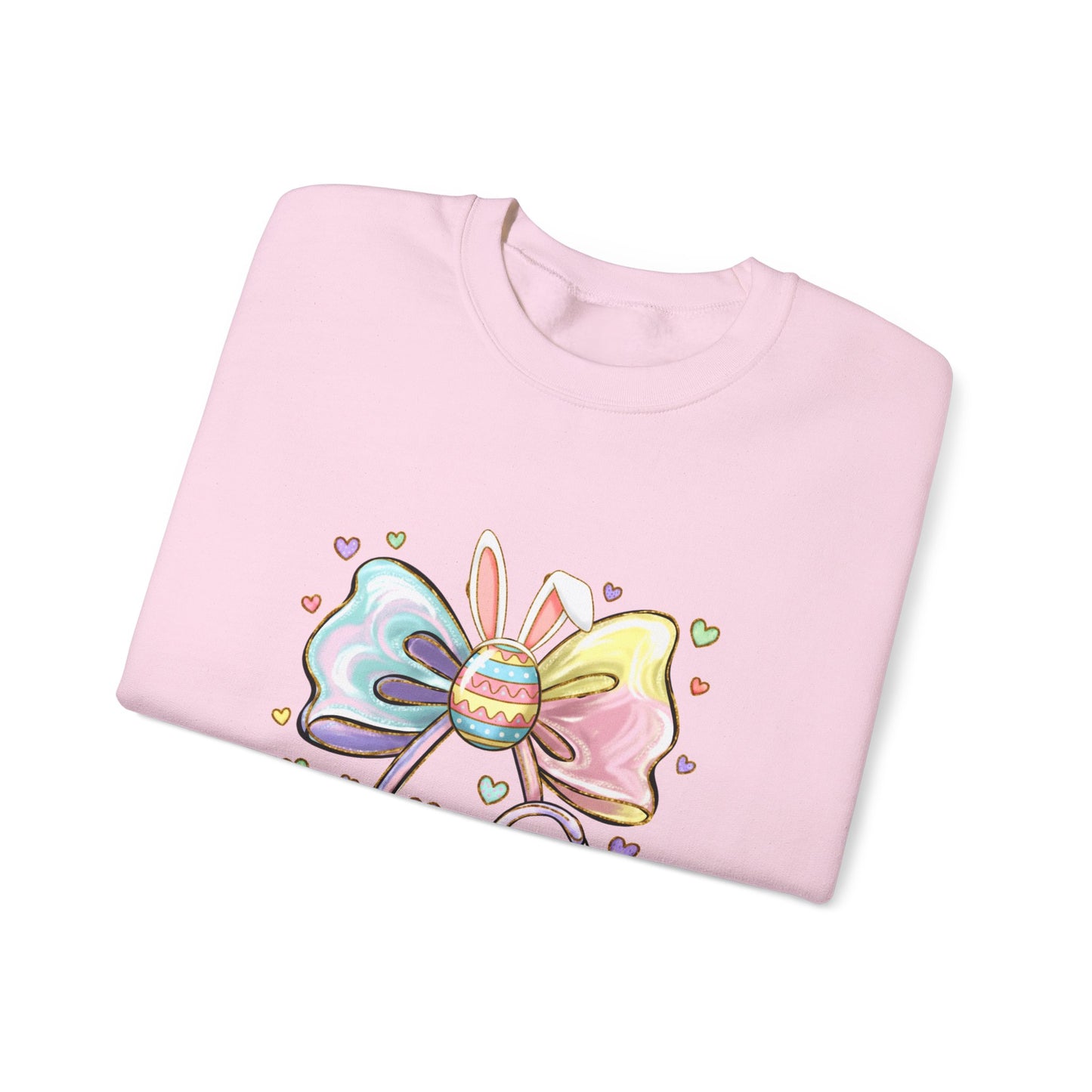 Easter Pastel Bow Crewneck Sweatshirt — Cute Bunny Egg Ribbon Design