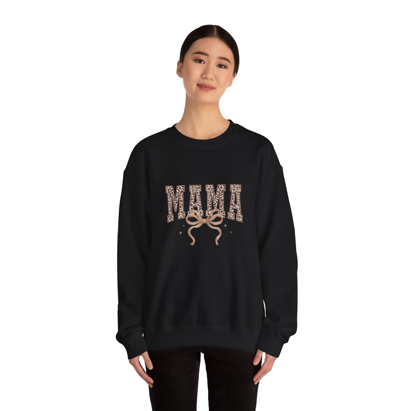 Mama Leopard Ribbon Crewneck Sweatshirt
