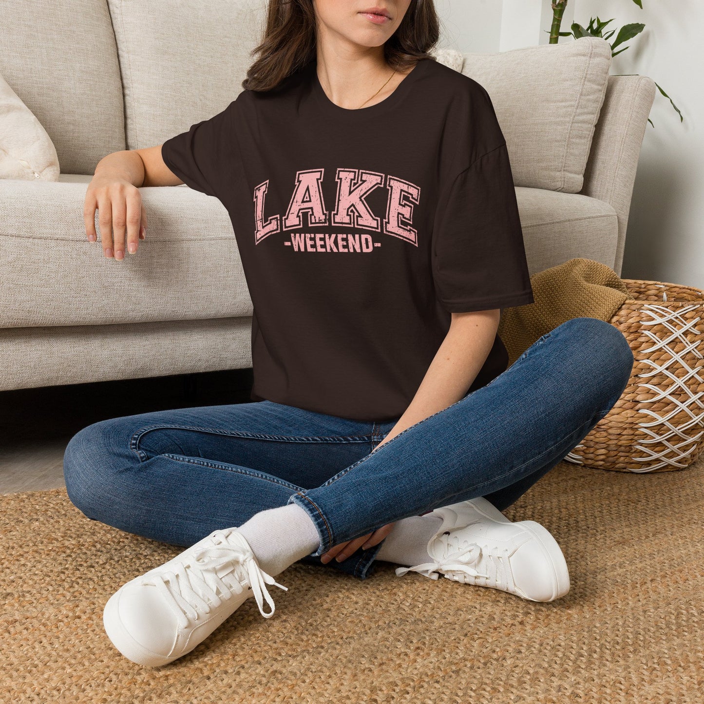Lake Weekend T-Shirt — Retro Pink Graphic Tee for Relaxed Getaways