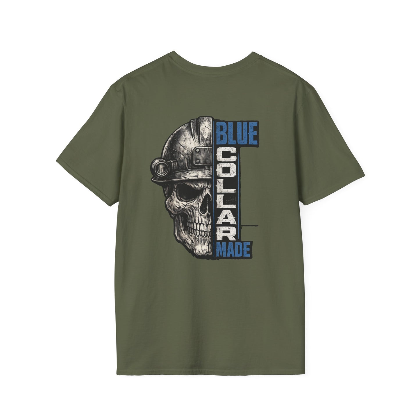 Blue Collar Made T-Shirt — Skull Hardhat Workwear Tee