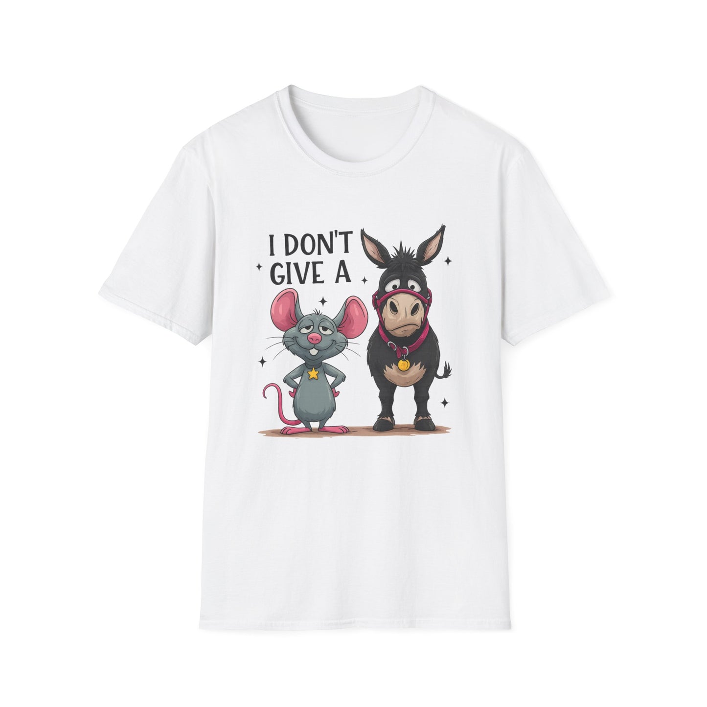 I Don't Give A — Cute Mouse & Donkey Graphic T-Shirt